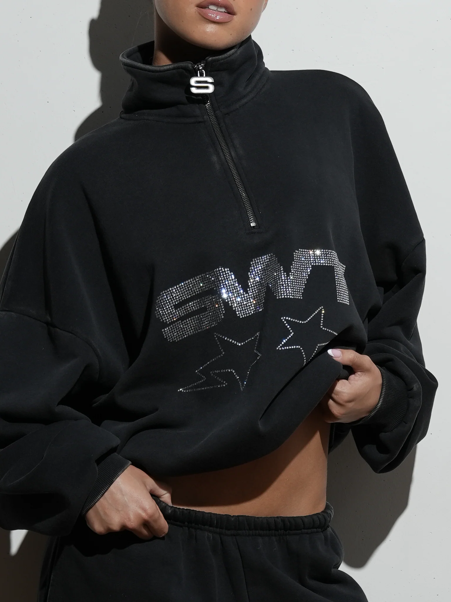 Rhinestone Oversized Quarter Zip - Image 5